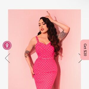 Vixen by Micheline Pitt Hot Pink Midi Dress